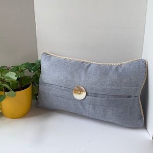 THRO Marlo Lorenzo Zen blue pillow with button